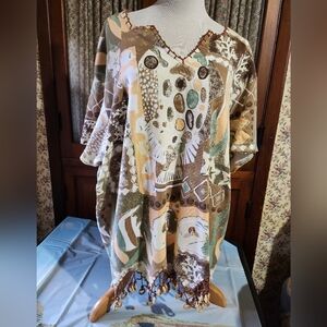 Abstract Patterned Kaftan Dress
